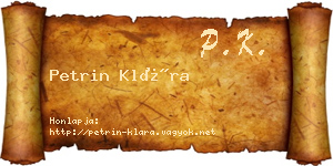 Petrin Klára névjegykártya